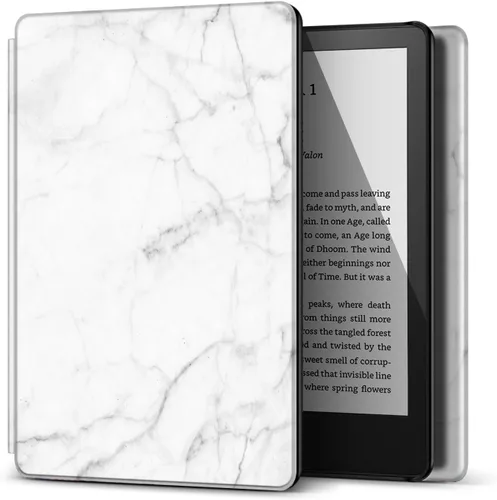 Vista 10 de TNP - Funda delgada para Kindle de 6 pulgadas para 11ª generación 2024/2022, flores de almendro Funda delgada de cuero sintético con diseño