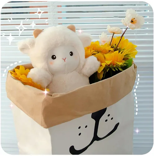 Vista 3 de Little Sheep - Peluche de cordero de peluche, regalo de cumpleaños para niños, 10 pulgadas (blanco)
