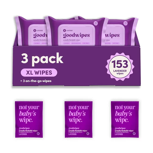 Vista 18 de Goodwipes Toallitas desechables para el trasero - Vitamina E y aloe - Seguras para alcantarillado y fosa séptica - Toallitas húmedas extra grandes