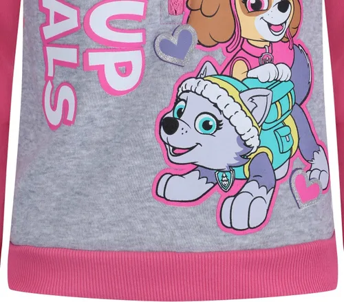 Vista 6 de Paw Patrol Girls Skye and Everest Half Zip Up Hoodie for Toddlers and Little Kids PinkGrey