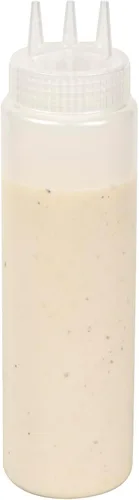 Vista 25 de Paquete de 6 botellas de plástico para apretar, transparentes, 12 onzas, punta de triple dispersión, 2.25 x 2.25 x 6.75 pulgadas por Restaurantware