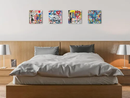 Vista 4 de Biufo Banksy - Lienzo decorativo para pared, arte callejero con grafiti pop para dormitorio, sala de estar, decoración de pared