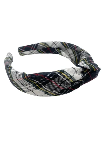 Vista 44 de Diadema anudada de 1.25 pulgadas, uniforme escolar, a cuadros, acolchada, con nudo en la parte superior, diadema de uniforme (cuadros 120)