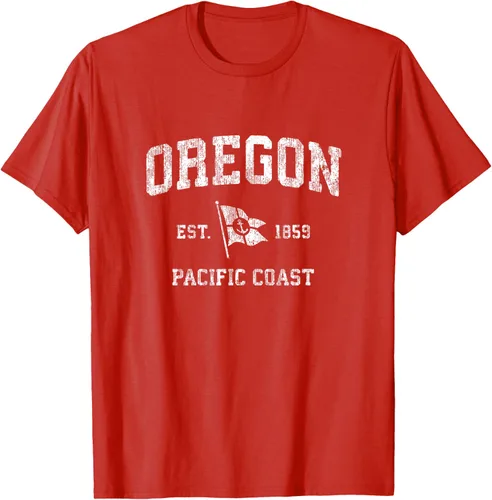 Vista 92 de Oregon Vintage barco ancla bandera diseño de West Coast Retro Tee, hombre S, Arándano