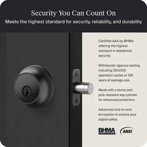 Vista 5 de Level Lock Pro - Cerradura inteligente más pequeña, rápida e innovadora del mundo - Cerrojo de seguridad de materia sobre rosca más llave Apple Home