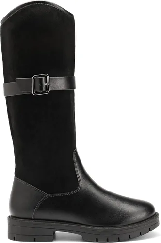 Vista 2 de DREAM PAIRS Botas de equitación de moda con hebilla alta para niñas pequeñas y grandes