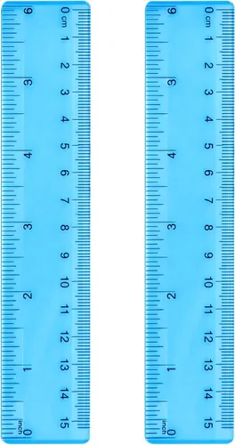 Vista 7 de EBOOT Paquete de 2 reglas de plástico rectas, herramienta de medición de plástico para la oficina escolar de estudiantes, color azul, 6 pulgadas