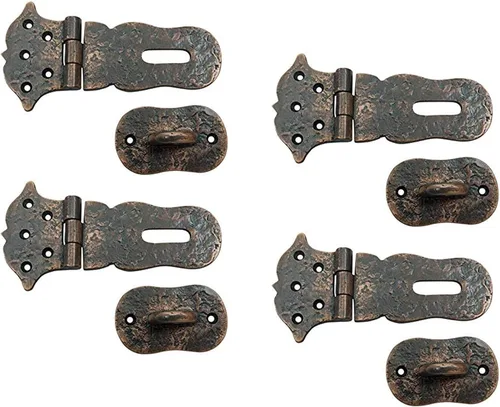 Vista 10 de Adonai Hardware Paran - Cerrojo de seguridad de hierro fundido antiguo resistente (4 pulgadas x 2 unidades, latón antiguo) para cofre del tesoro