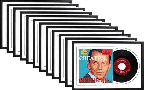 Vista 12 de Creative Picture Frames Marco de disco individual de vinilo de 7 pulgadas con doble paspartú negro y negro de 6 7/8 pulgadas y cubierta de 7 x 7
