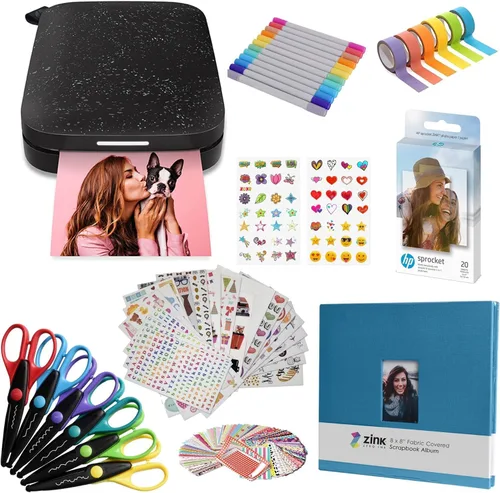 Vista 12 de HP Sprocket Impresora fotográfica instantánea portátil 2x3 (Luna Pearl) Paquete de álbum de recortes divertido Luna Perla
