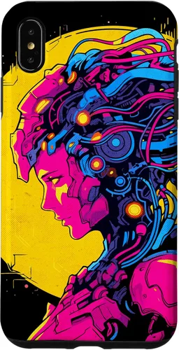 Vista 11 de Funda estilo anime futurista Cyberpunk para iPhone 16 Robot Woman