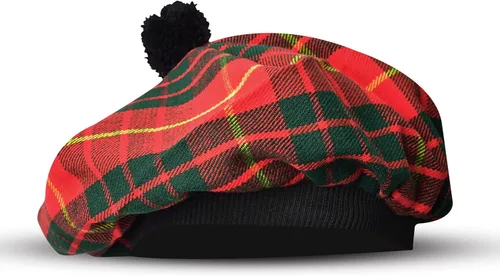 Vista 14 de Sombrero escocés Tam o Shanter Gorro escocés Tartan P.V Tartan (poliviscosa) Mezcla de lana con pompón Talla única para todos.