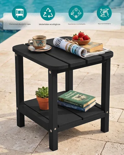 Vista 5 de SERWALL Mesa auxiliar Double Adirondack, Mesa auxiliar de forma rectangular, Negra