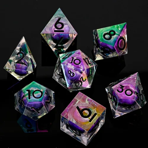 Vista 10 de DND - Juego de dados de metal, UBEUCK 7 piezas de dados de metal DND para cajas de juegos de mesa de Calabozos y Dragones