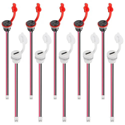 Vista 25 de 8 piezas de placa desnuda tipo C Chasis hembra impermeable 2P cable de soldadura tipo USB C Cable de extensión Cable de alimentación USB-C enchufe a