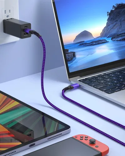 Vista 4 de Cable USB C a USB C de 60 W, [6 pies, paquete de 5] cable trenzado tipo C de carga rápida compatible con iPhone 17, 16, 15 Pro Max, MacBook iPad