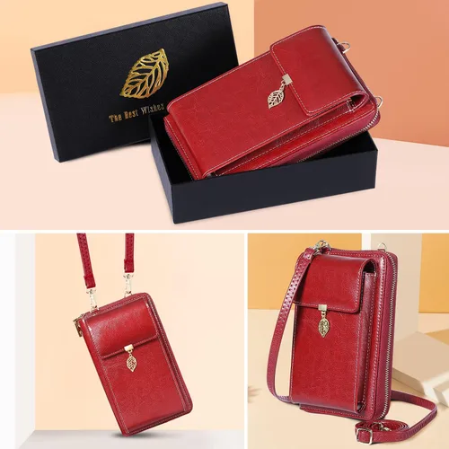 Vista 6 de HUANLANG Pequeñas bolsas cruzadas para teléfono celular de cuero para mujer