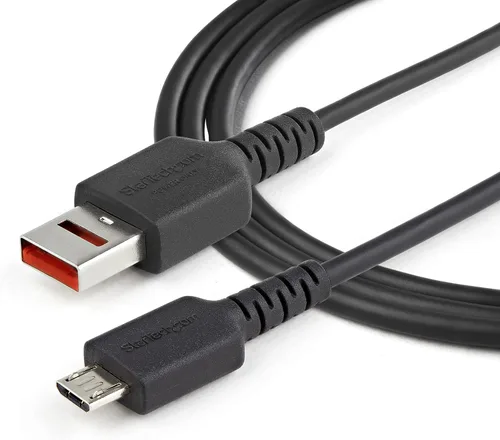 Vista 4 de Startech USBSCHAU1M - Cable de carga segura de 3 pies USB-A a Micro USB, bloqueador de datos, color negro