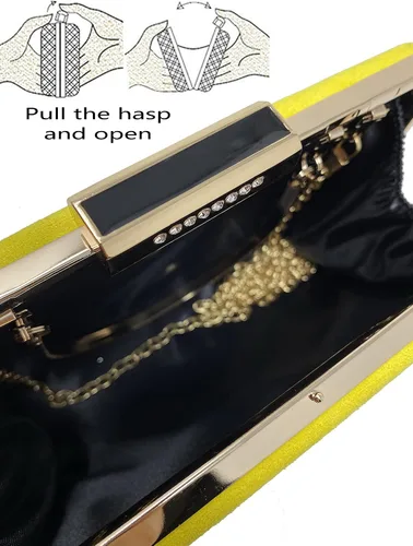 Vista 6 de Cirilla Bolso de noche de terciopelo con asa y cadena para boda, cóctel, banquete