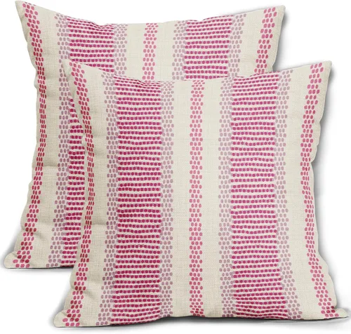 Vista 66 de Juego de 2 fundas de almohada negras y azules con rayas de puntos grises, decorativas para exteriores, estilo boho rústico, para sofá, cama, cojín