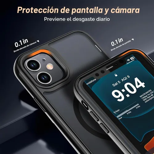 Vista 4 de Funda para iPhone 11 con protector de pantalla, compatible con MagSafe, ultra delgada, translúcida, mate, a prueba de golpes, color negro