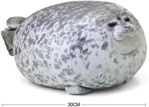 Vista 2 de EHOTONG - Linda almohada con forma de foca regordeta de peluche, almohada suave para abrazar con forma de foca gordita, juguete de animal de peluche