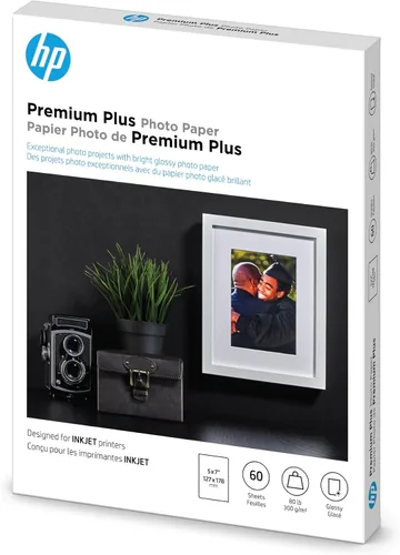 Vista 9 de HP Premium Plus papel fotográfico, brilloso, de 5 x 7 pulgadas. Paquete de 60 hojas