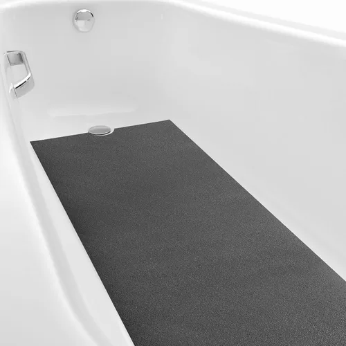 Vista 10 de Dunzoom Alfombrilla antideslizante para bañera de 16 x 40 pulgadas con corte de drenaje, antideslizante, antideslizante, segura, alfombrilla