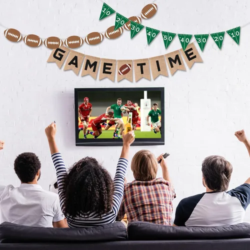 Vista 5 de Banners de arpillera y fieltro de fútbol, sin bricolaje, 3 unidades, pancarta de fútbol para juego, línea de tiempo, decoración para colgar