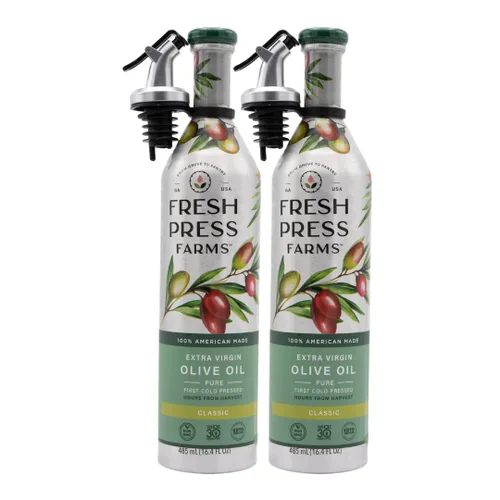 Vista 7 de Fresh Press Farms Aceite de Oliva Virgen Extra Prensado en Frío Audaz, 16.4 Fl Oz (Paquete de 2), Cultivado en Georgia, 100% Hecho en Estados