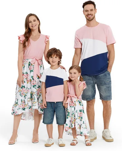 Vista 12 de PATPAT Conjuntos de verano a juego para la familia, vestidos y camisetas para mamá y yo, conjuntos de camisetas casuales para vacaciones