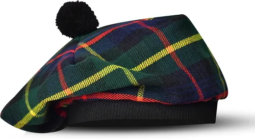 Vista 49 de Sombrero escocés Tam o Shanter Gorro escocés Tartan P.V Tartan (poliviscosa) Mezcla de lana con pompón Talla única para todos.