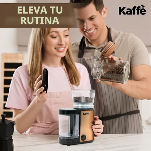 Vista 7 de Kaffe - Molinillo eléctrico de café con rebabas (5.5 onzas) con ajustes de grosor precisos ajustables, rebabas planas, [motor mejorado], molinillo