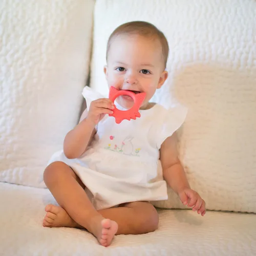 Vista 5 de Dr. Brown's Flexees Friends Orange Fox, suave 100% silicona para bebé, sin BPA, 3 meses +