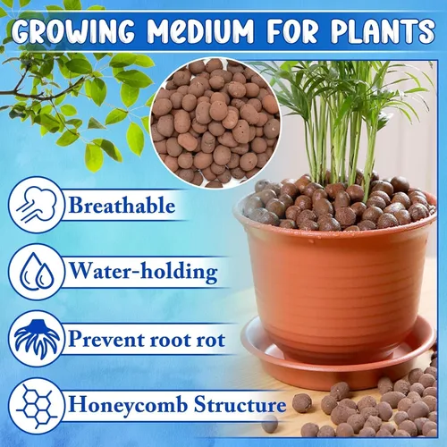 Vista 9 de ZeeDix Guijarros de arcilla leca de 5 libras para plantas. Bolas de arcilla