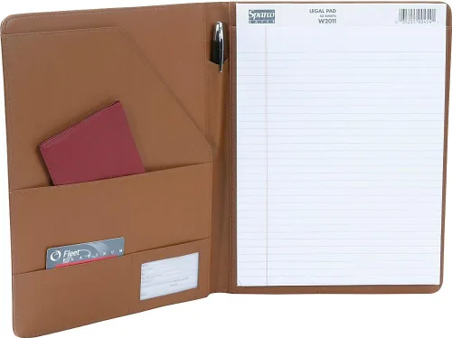 Vista 2 de Royce Leather Portafolio de escritura, carpeta de presentación, estuche de negocios con bloc de notas insertado y carpeta para documentos (bronceado)