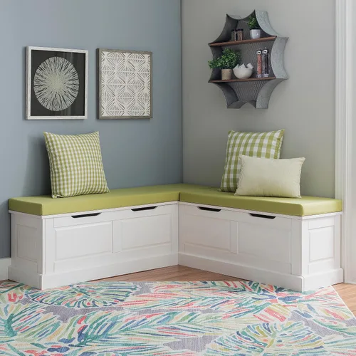 Vista 3 de Linon Harris Apple Verde 2 piezas de cojín de rincón con 3 almohadas de acento coordinadas de Linon - Solo se ajusta a la colección Harris Nook