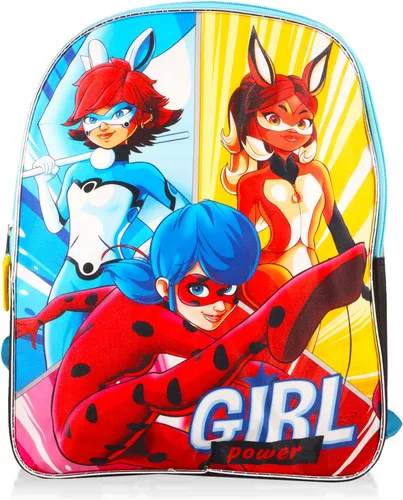 Vista 2 de Miraculous Ladybug - Juego de mochila Paquete con mochila escolar milagrosa de mariquita de 15 pulgadas con tatuajes temporales de superhéroe
