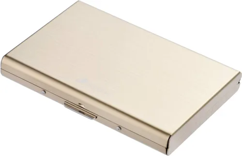 Vista 32 de BONSYL® Soporte para tarjetas de crédito, cartera delgada de metal con bloqueo RFID, con 6 ranuras para tarjetas, para mujeres y hombres.