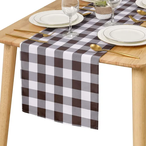 Vista 34 de Hiasan - Mantel cuadrado a cuadros, 30 x 30 pulgadas, tela impermeable y resistente a las arrugas para picnic, cena y fiesta, tela de poliéster