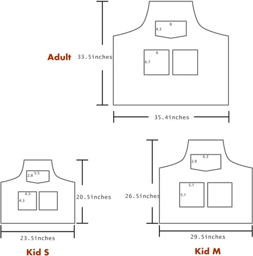 Vista 6 de Delantal de mezclilla a juego para niños y adultos, niños de 4-7 9-12 años, para cocinar, jardinería, pintar, barbacoa