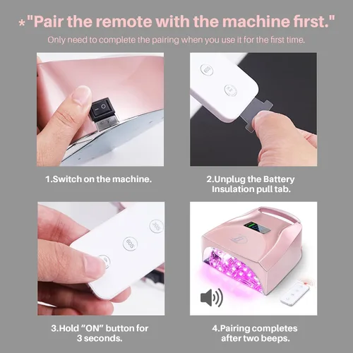 Vista 7 de Lámpara de uñas UV inalámbrica de 52 LED, alta potencia de 96 W, base de espejo magnético, luz de pulgar, 4 temporizadores, sensor automático