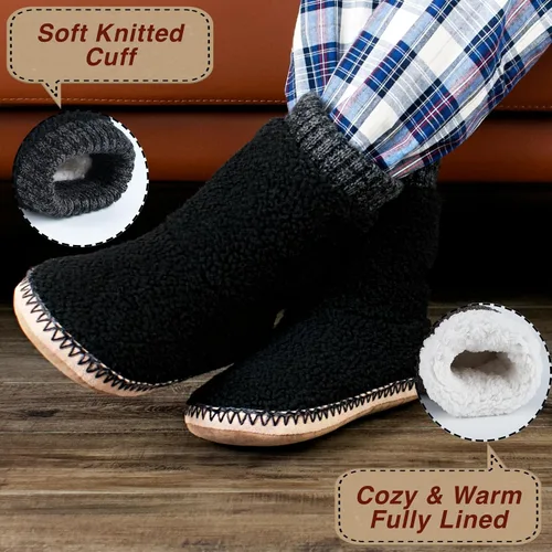 Vista 4 de cosyone1997 Pantuflas acogedoras para hombre para interiores, zapatos de casa mullidos con suela de agarre antideslizante, calcetines de mocasín
