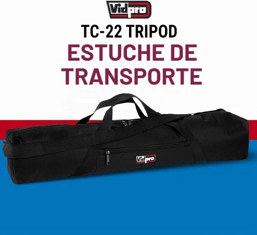 Vista 2 de VidPro TC-22 Estuche de transporte con cremallera de 22 pulgadas de largo con correa para el hombro y asa de transporte para visores, trípodes