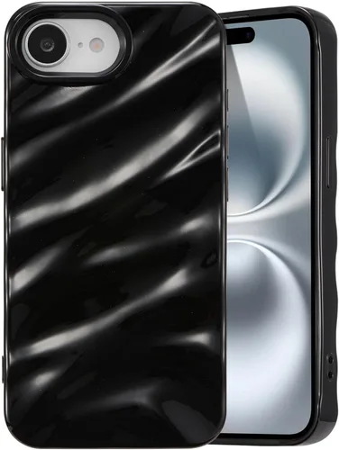 Vista 85 de QLTYPRI Funda compatible con iPhone 11, bonita funda con patrón de ondas de agua para niñas y mujeres, delgada, satinada, brillante, suave, de Beige