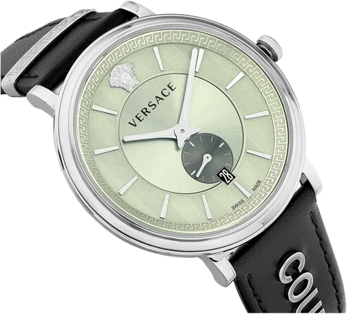 Vista 3 de Versace Reloj VBQ080017 con diseño de V-Circle de 1.654in para hombre, Plateado, V-Circle