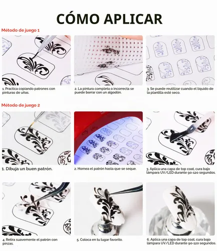 Vista 5 de Libro de práctica de diseño de uñas con 3 bolígrafos, 360 toallitas y plantillas para principiantes