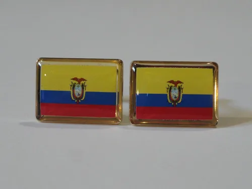 Vista 5 de Gemelos con bandera de Ecuador, alfileres de solapa, barras de corbata, pendientes, joyas y accesorios
