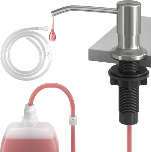 Vista 9 de OHiHi - Dispensador de jabón para fregadero de cocina con tubo de extensión de 47 pulgadas, base de cabezal de bomba ancha, sin fugas de agua, sin