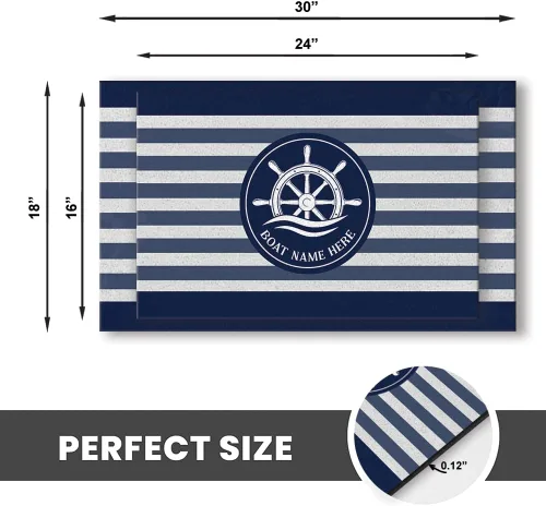 Vista 2 de Tapete náutico personalizado con nombre personalizado, alfombra de bienvenida para yate, puerto deportivo, muelle o retiro en el lago, tapete